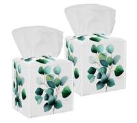 Copertura quadrata per fazzoletti, porta fazzoletti decorativi per bagno, soggiorno, piano di lavoro, scrivania, auto, ufficio, verde salvia, eucalipto su sfondo bianco