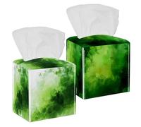 Copertura quadrata per fazzoletti, porta fazzoletti, organizer per carta facciale, dispenser per bagno, comodini, scrivania, auto, ufficio, 12,7 x 12,7 x 12,7 cm, pittura verde acquerello