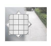 Copertura quadrata per ispezione in acciaio inossidabile, coperchio di drenaggio rinforzato per esterni per vialetti, resistente, spessore 8 cm, 100 x 100 cm