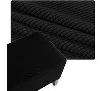 Copertura Quadrata Per Ottomana, Fodera Per Poggiapiedi Elasticizzata Jacquard Spessa, Copri Pouf Rettangolare Con Fondo Antiscivolo Rimovibile, Lavabile In Lavatrice(Black,14x14in/35x35cm)