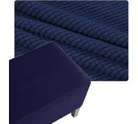 Copertura Quadrata Per Ottomana, Fodera Per Poggiapiedi Elasticizzata Jacquard Spessa, Copri Pouf Rettangolare Con Fondo Antiscivolo Rimovibile, Lavabile In Lavatrice(Navy-blue,40x40in/100x100cm)