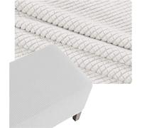 Copertura Quadrata Per Ottomana, Fodera Per Poggiapiedi Elasticizzata Jacquard Spessa, Copri Pouf Rettangolare Con Fondo Antiscivolo Rimovibile, Lavabile In Lavatrice(White,40x40in/100x100cm)