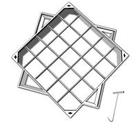 Copertura quadrata per pozzetto con telaio, rettangolare, con gancio di sollevamento, ideale per patio, giardini e vialetti (80 x 80 x 8 cm/32 x 32 x 32 x 3 pollici)