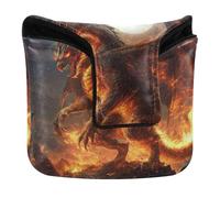Copertura quadrata per putter con chiusura magnetica per putter per la maggior parte delle marche in pelle PU con drago con fiamma fredda