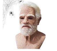 Copertura realistica per il viso di un vecchio, copertura in lattice per Halloween, per adulti e uomini, regolabile, per carnevale, teatro, Natale, cosplay, casa infestata, eventi in maschera