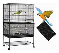 Copertura regolabile per gabbia per uccelli, rete raccogli-semi extra large con coulisse per pappagalli, gabbie rotonde e quadrate
