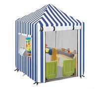 Copertura resistente alle intemperie in legno per casette giochi per bambini all'aperto con tessuto impermeabile, schermatura solare e attacchi con cinghie di sicurezza (blu)