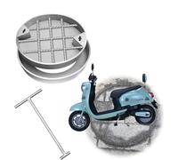 Copertura resistente in acciaio inox con chiavi di sollevamento, coperchio di ispezione in metallo incorporato per vialetti, cortili, prati, giardini e strade