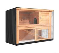 Copertura resistente per conigliera a due piani con protezione impermeabile e antipolvere, finestra frontale trasparente e prese d'aria (nero)