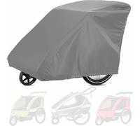 Copertura resistente per rimorchio della bicicletta, impermeabile, in tessuto 210D, con coulisse per protezione contro le tempeste, compatibile con Qeridoo, Burley, Thule, nero (grigio)