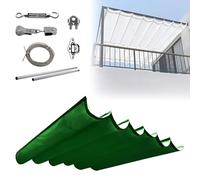 Copertura retrattile per pergola, con accessori di installazione, facile da montare, per patio, terrazza, veranda, gazebo, posto auto coperto (verde, 7 x 1,5 m)