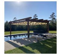 Copertura retrattile per pergola, tessuto permeabile al sole, per esterni, patio, giardino e cortile, filo ondulato regolabile per la massima protezione dai raggi UV