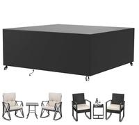 Copertura rettangolare impermeabile per mobili da giardino, 360 x 100 x 70 cm, tessuto Oxford 420D, resistente ai raggi UV, rivestimento in PVC, protezione per tavolo e patio con prese d'aria