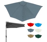 Copertura Ricambio Per Ombrellone Semicircolare, 2.7m Telo Di Ricambio Per Ombrellone Mezzaluna, 5 Stecche Baldacchino Di Parasol Patio Esterno(Gray)