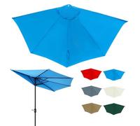 Copertura Ricambio Per Ombrellone Semicircolare, 2.7m Telo Di Ricambio Per Ombrellone Mezzaluna, 5 Stecche Baldacchino Di Parasol Patio Esterno(Lake blue)