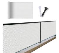 Copertura Ringhiera Balcone 50 x 500 cm, HDPE 180G M²Protezione Della Privacy, Asciugatura Rapida e Antistrappo, Anti-Peeping, Telo Frangivento Balconi Ombra per Patio, Bianco