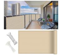 Copertura Ringhiera Balcone 95 x 750 cm Protezione Solare, Ombreggiato, Vento, Antipioggia, Oscurante Copri Ringhiera Balcone Esterno con Occhielli Fascetta per Patio, Color Crema