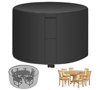 Copertura rotonda impermeabile per tavolo da patio 420D, anti sbiadimento, protezione per mobili da esterni, resistente agli strappi, per pioggia, neve, polvere, perfetta per set da pranzo in giardino