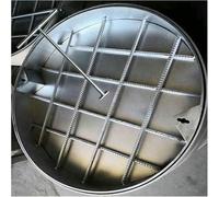 Copertura rotonda in acciaio inossidabile con coperchio per fognatura con gancio per accesso per patii/vialetti/cortili/giardini - durevole e resistente alle intemperie