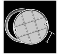 Copertura rotonda invisibile per pozzetto in acciaio inox, 650 mm, a basso profilo, per vialetti e giardini. Telaio 65 cm di diametro x 5 cm di altezza, design resistente alle intemperie