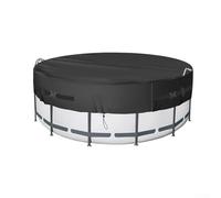 Copertura rotonda per piscina in tessuto Oxford 210D per piscine da 2,4 m, installazione semplice con corde e picchetti, efficace barriera contro i detriti (2,4 m)