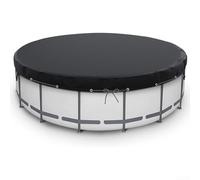 Copertura rotonda per piscine fuori terra con chiodi a terra e corde antivento, offre una difesa efficace contro foglie, polvere, vento e pioggia (427 cm)