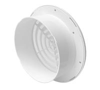 Copertura rotonda per presa d'aria dal design fisso, realizzata in plastica ABS bianca con zanzariera fine incorporata, esigenze di ventilazione base su pareti/soffitti interni bianco 150mm/5.9"