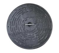 Copertura rotonda per serbatoio settico nero, 63,5 cm, coperchio di drenaggio in polietilene resistente, con maniglia, superficie antiscivolo, telaio rinforzato in acciaio per giardino, vialetto