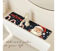 Copertura rubinetto Babbo Natale, porta l'atmosfera natalizia a casa tua, paraspruzzi rubinetto bagno, tappetino antiscivolo e anti-umidità per rubinetto, accessorio per piano cucina, accessorio per t