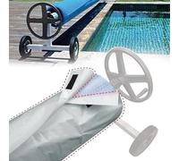 Copertura Rullo per Piscina 190T Telo Avvolgibile da Piscina con coulisse Copertura Protettiva per Impermeabile Antipolvere Telo Copripiscina Avvolgibile per Giardino (Gray, 550 * 126cm)