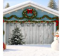 Copertura rustica per porta del garage, ghirlanda verde per le vacanze, decorazioni per porte del garage, decorazione invernale natalizia per interni ed esterni, decorazione per feste di Natale, 400 x