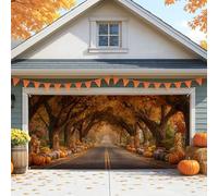 Copertura scenica autunnale per porta del garage, decorazione autunnale con zucca, grande decorazione per esterni per Halloween e Ringraziamento, 390 x 180 cm