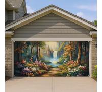Copertura scenica per porta del garage, decorazione per esterni con paesaggio naturale vivace, decorazione da parete per giardino estivo, decorazione stagionale per la casa, 390 x 180 cm