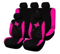 Copertura Sedile Auto Coprisedili Per Auto Universali Per Tutte Le Stagioni Set Completo Da 5 Posti Motivo A Farfalla(Pink)
