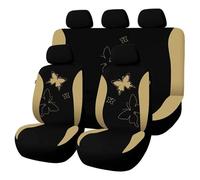 Copertura Sedile Auto Coprisedili Per Auto Universali Per Tutte Le Stagioni Set Completo Da 5 Posti Motivo A Farfalla(Beige)