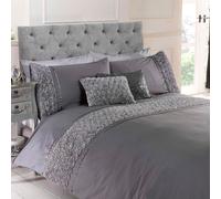 Rapport London Set Copripiumino Limoges Rosa Increspato Lusso Cotone e Poliestere Grigio Singolo