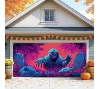 Copertura spettrale per porta del garage di Halloween, mostro raccapricciante colorato grande decorazioni per porte del garage, decorazione autunnale per interni ed esterni per feste di Halloween, 390