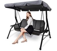 Copertura superiore di ricambio per dondolo da giardino, a 3 posti, impermeabile, antivento, anti-UV, resistente, antistrappo (grigio, 195 cm, 125 cm, 15 cm)