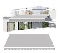 Copertura superiore in tessuto di ricambio per tenda da giardino, mantovana anteriore, impermeabile, 280 g/m², tessuto resistente ai raggi UV e impermeabile per terrazza, balcone (grigio chiaro, 4,9 x