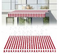 Copertura superiore in tessuto di ricambio per veranda da patio retrattile, riparo per finestre, porte, ponti e balconi, a strisce verdi e bianche, 3,7 x 3 m, telone in tela