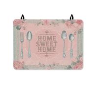 Copertura superiore per forchetta per stufa elettrica, vintage, rustico, cucchiaio, fiore, pesca, impermeabile, per superficie in vetro, decorazione per la cucina, 71 x 50 cm