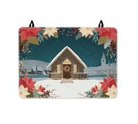 Copertura superiore per fornello elettrico, decorazione invernale rustica a forma di stella di Natale con neve natalizia in gomma rossa antiscivolo per piano di lavoro della cucina, 71 x 50 cm