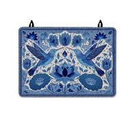Copertura superiore per fornello elettrico, motivo: colibrì, con fiori di ninfea artistica, superficie in poliuretano blu, per bancone, estensione, casa, cucina, decorazione, 71 x 50 cm