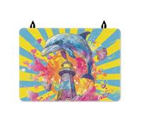 Copertura superiore per fornello elettrico, motivo delfino, con guscio di faro vivace e costiero, colore blu estivo, lavabile, per cucina, feste, vacanze, decorazione per la cucina, 71 x 50 cm