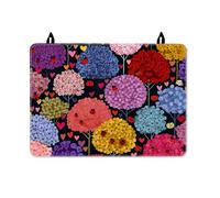 Copertura superiore per fornello elettrico, motivo floreale colorato, coccinella e cuore, in gomma rossa, antiscivolo, in vetro, per cucina, cucina, essenziale da cucinare, 71 x 50 cm