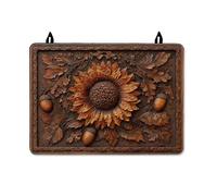Copertura superiore per fornello elettrico, motivo girasole, foglie di ghianda rustiche autunnali, colore marrone, lavabile, per piano in vetro, decorazione da cucina elettrica, 71 x 50 cm