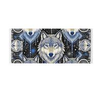 Copertura superiore per lavatrice con bordo in pizzo con borsa laterale riutilizzabile per lavatrice e asciugatrice per il Top Wolf Dreamcatcher nativo americano tribale si adatta alla maggior parte