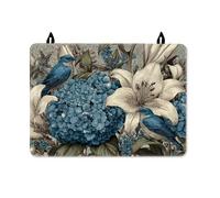 Copertura superiore per stufa elettrica, motivo natura, ortensia botanica, giglio, primavera, in gomma blu, antiscivolo, per bancone, estensione, festività, decorazione da cucina, 71 x 50 cm