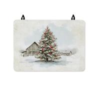 Copertura superiore per stufa elettrica, per albero di Natale, con nastri rustici invernali, in gomma verde, antiscivolo, protezione per piano di lavoro della cucina, 71 x 50 cm