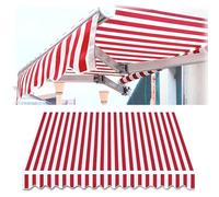 Copertura superiore per tenda parasole retrattile per esterni, in tela, impermeabile, in poliestere, tessuto di ricambio per giardino, negozio, porta mercato, terrazza (4,6 x 2 m, strisce rosse e